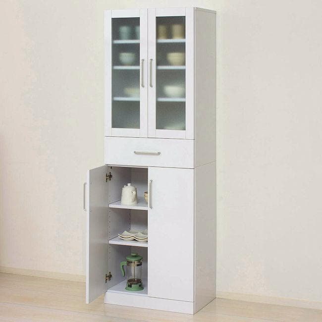 鏡面メラミン仕様 食器棚幅60cm カップボード高さ180cm（833）