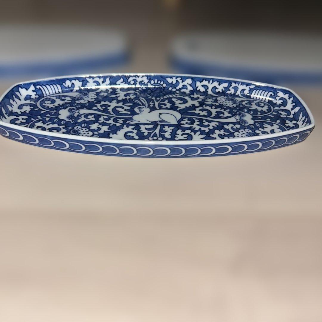 源右衛門 楕円形皿28cm 5枚セット 唐草模様 青白い花柄 有田焼 - メルカリ