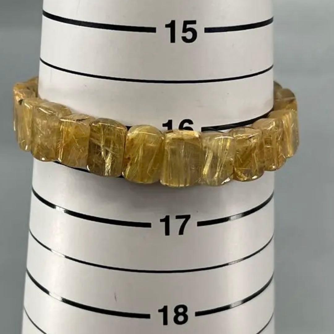 BRY882☆ルチルクォーツスクエアブレスレット☆高品質 天然石 美品