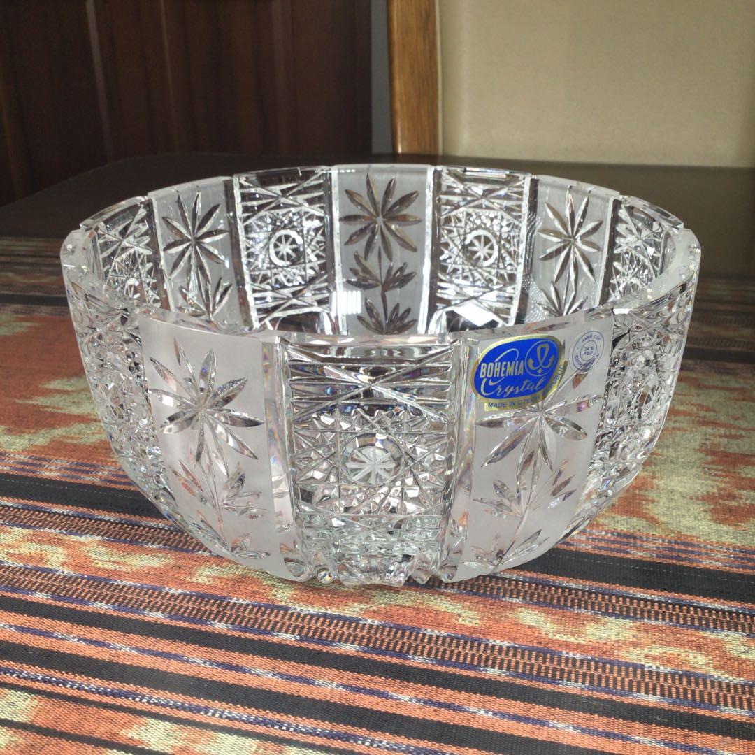 『スタうー特価』　BOHEMIA CRYSTAL レッドクリスタル　大鉢