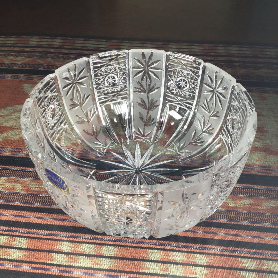 『スタうー特価』　BOHEMIA CRYSTAL レッドクリスタル　大鉢