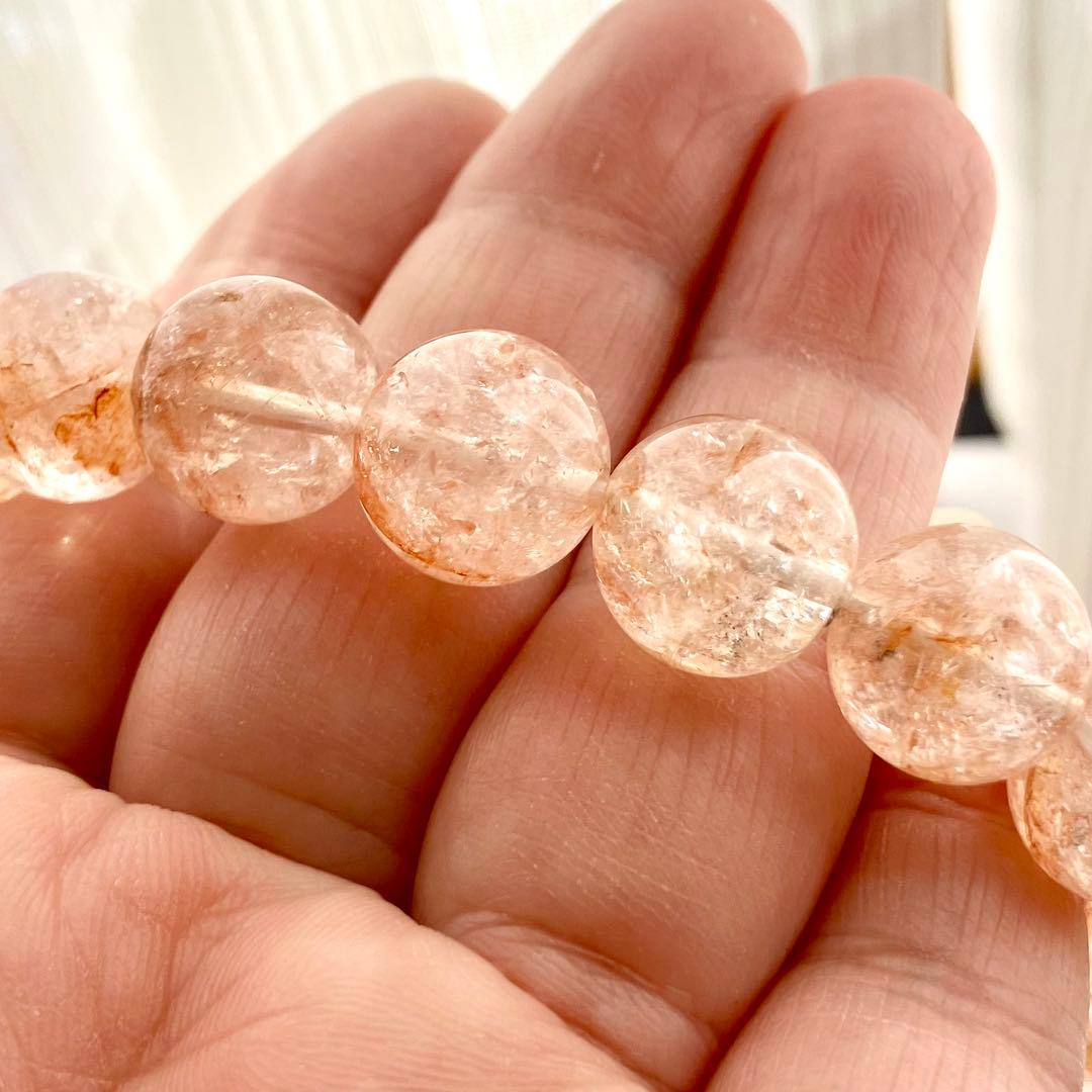 天然石 ハーキマーダイヤモンド ファイヤークォーツ共生 ブレスレット 12ミリ