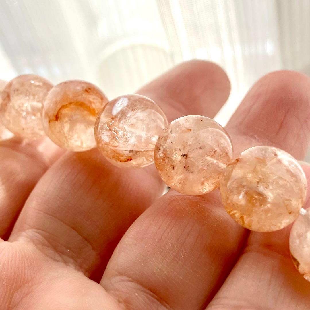 天然石 ハーキマーダイヤモンド ファイヤークォーツ共生 ブレスレット 12ミリ