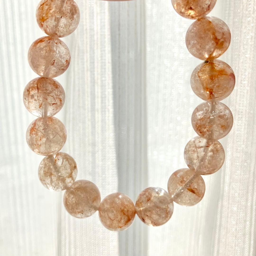 天然石 ハーキマーダイヤモンド ファイヤークォーツ共生 ブレスレット 12ミリ