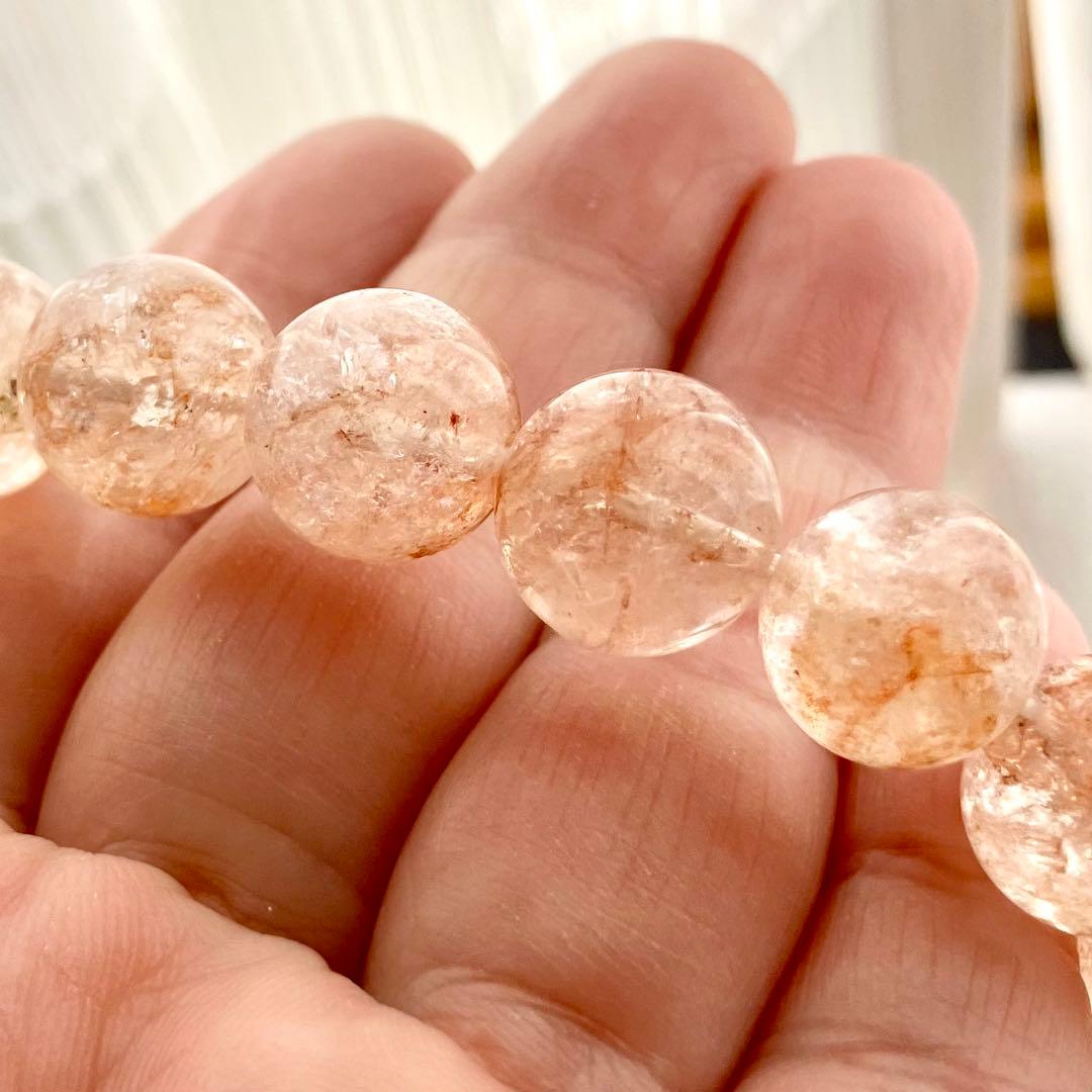 天然石 ハーキマーダイヤモンド ファイヤークォーツ共生 ブレスレット 12ミリ