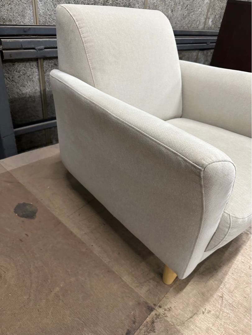 【blocco】ホワイトファブリック1人掛けソファ