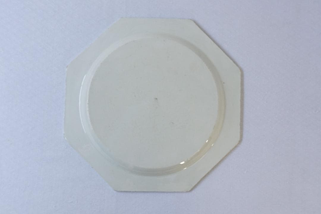 フランスアンティーク　オクトゴナル　プレート　青小花　20.2cm