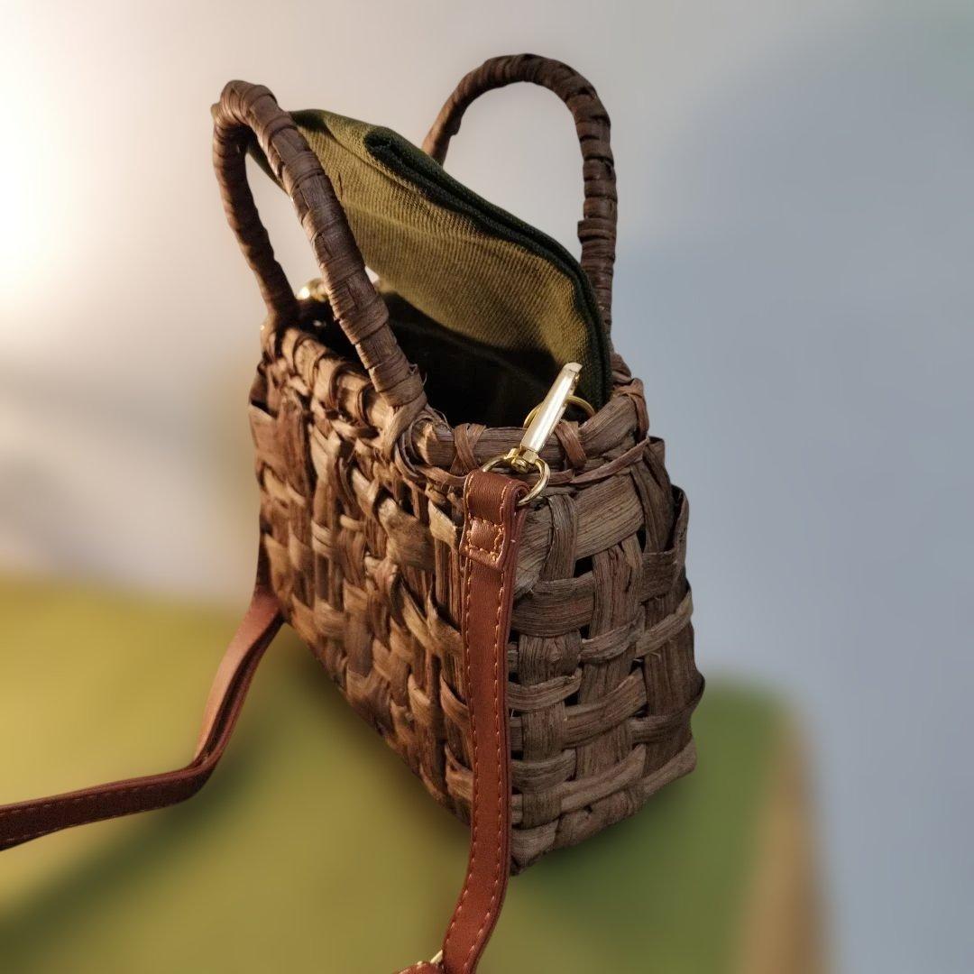 山葡萄市松編みショルダーバッグ