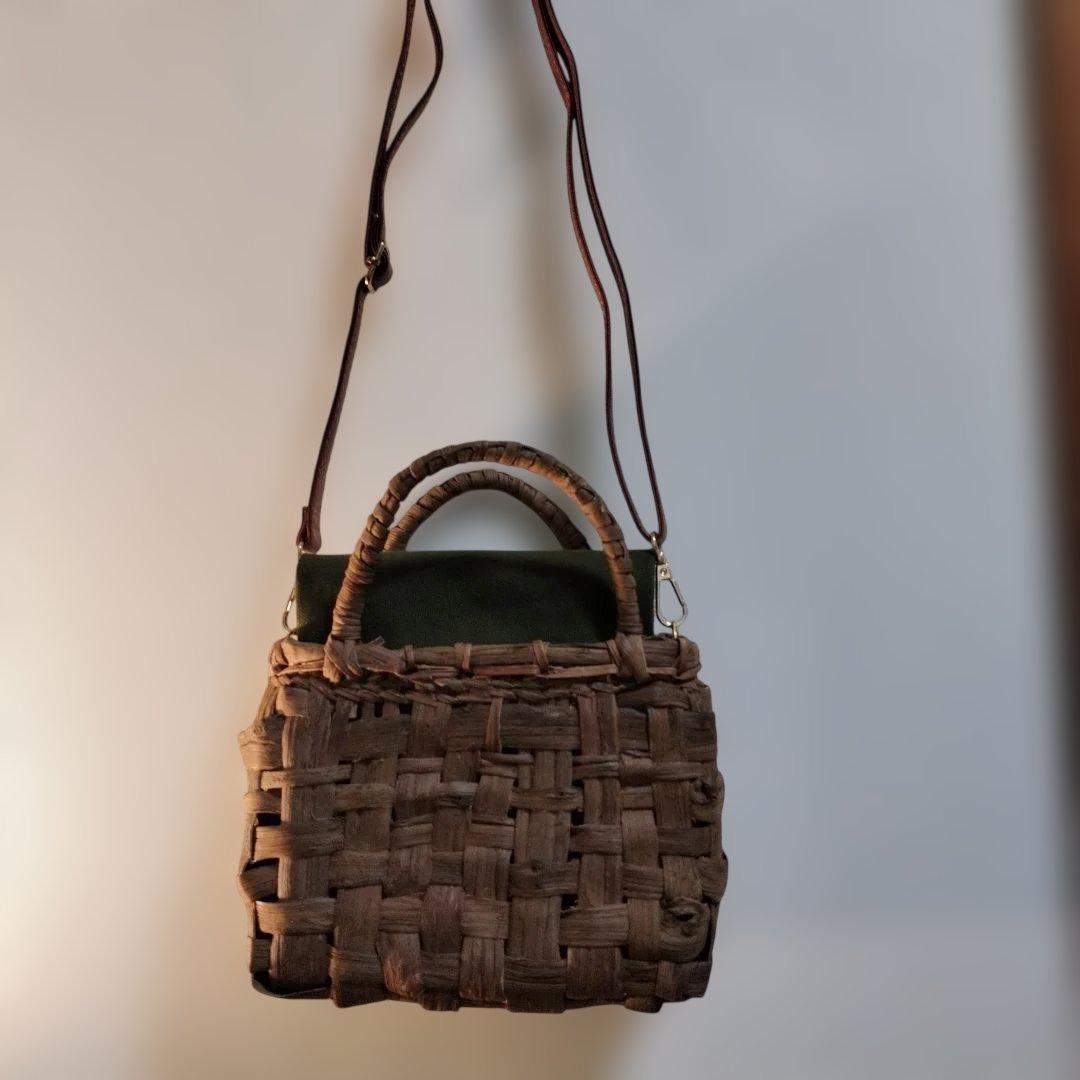 山葡萄市松編みショルダーバッグ