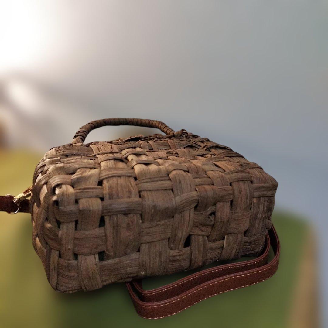 山葡萄市松編みショルダーバッグ