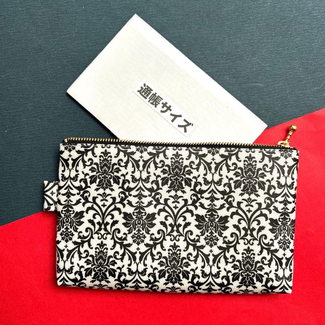 ラミネートポーチ （ダマスク-白地） ハンドメイド ポーチ 743 - メルカリ