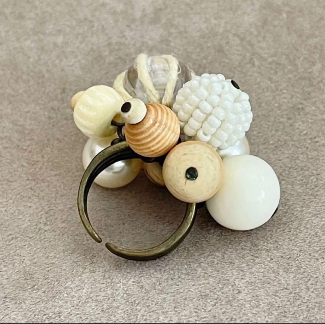 海の思い出リング 一点もの （白） サイズフリー