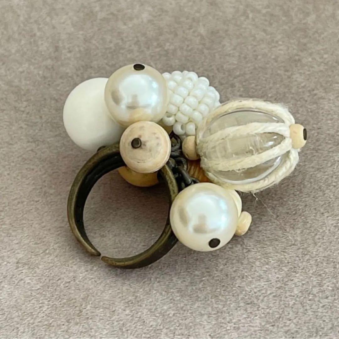 海の思い出リング 一点もの （白） サイズフリー