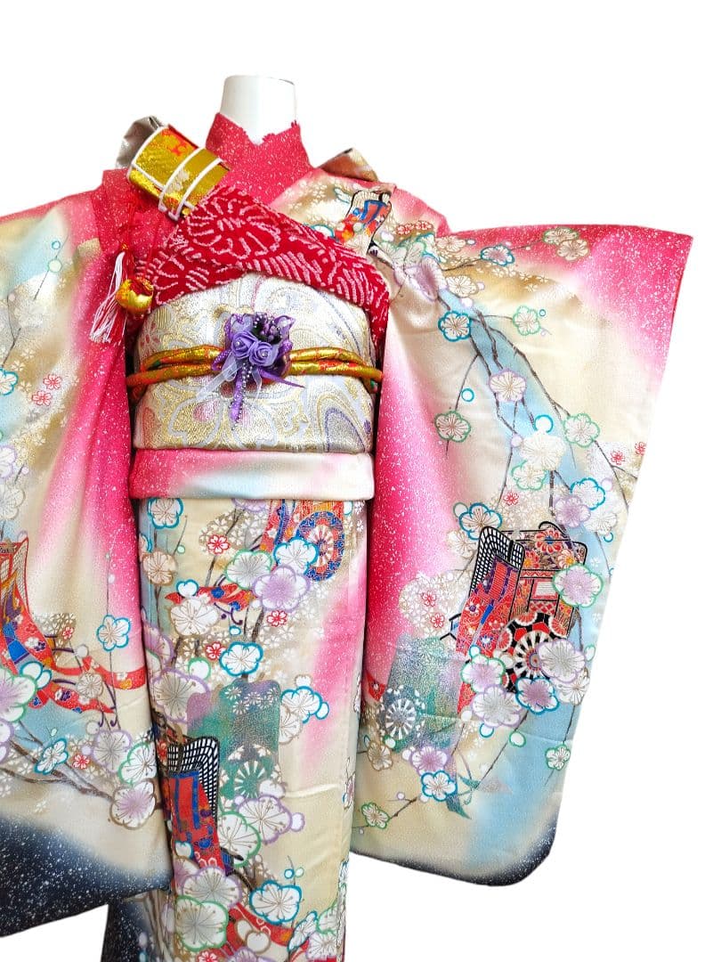 正絹☆古典調絵羽柄の着物単品