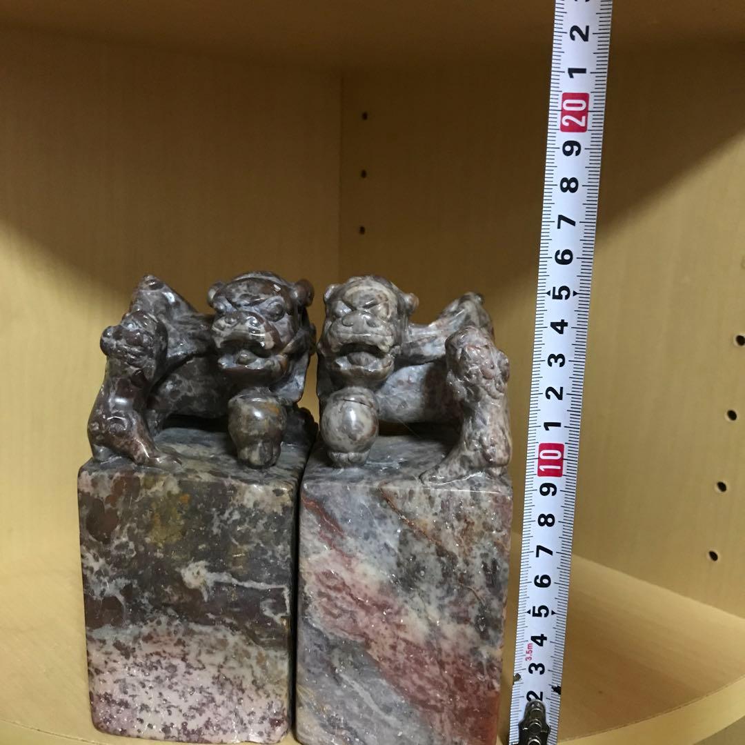 大型　印材　文房四宝　寿山石　獅子　鈕付き　書道　書画　印　置物　天然石