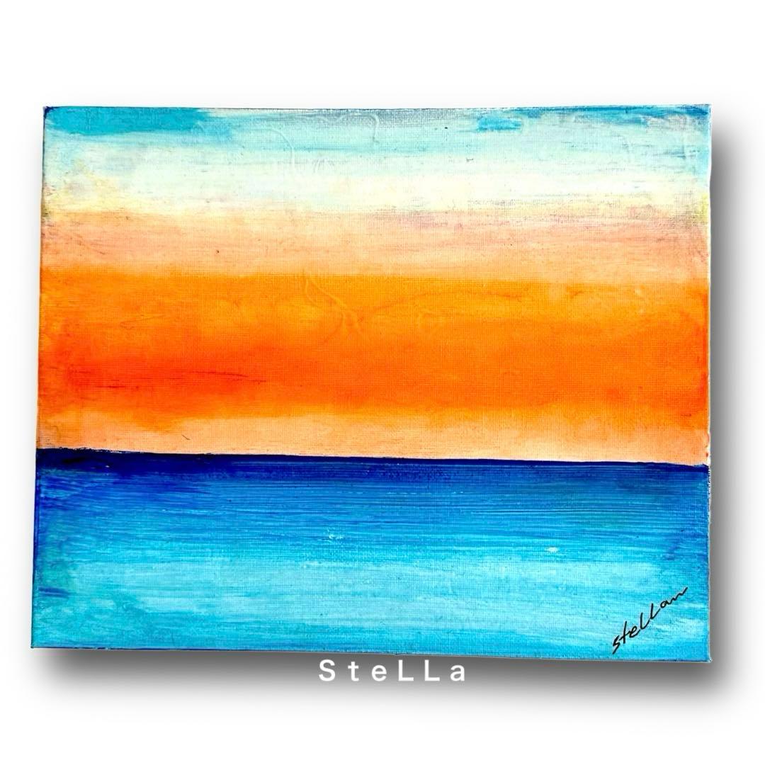 原画 現代アート 抽象画 海 アートパネル 夕日 サンセット オシャレ