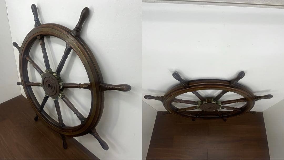 EBK14 船舵 操舵輪 ハンドル オブジェ アンティーク レトロ インテリア