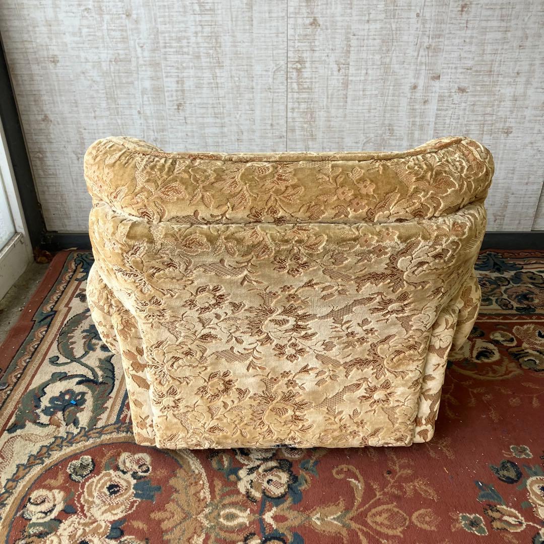 ② 昭和レトロ マルニ木工 花柄ベロアソファー 一人掛けソファー アームチェア