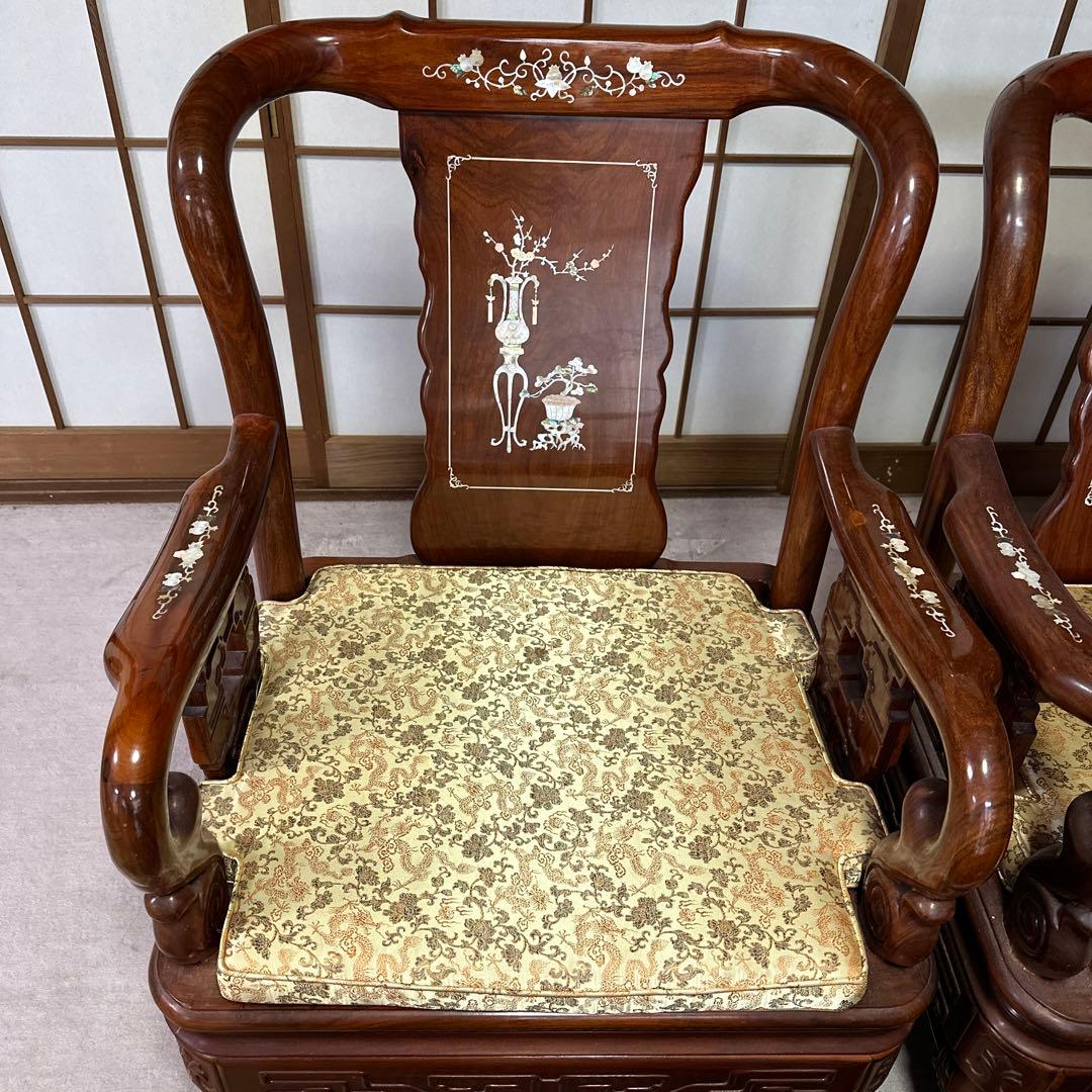 螺鈿細工 骨董品 応接 テーブル イス 5点セット中古品 - メルカリ