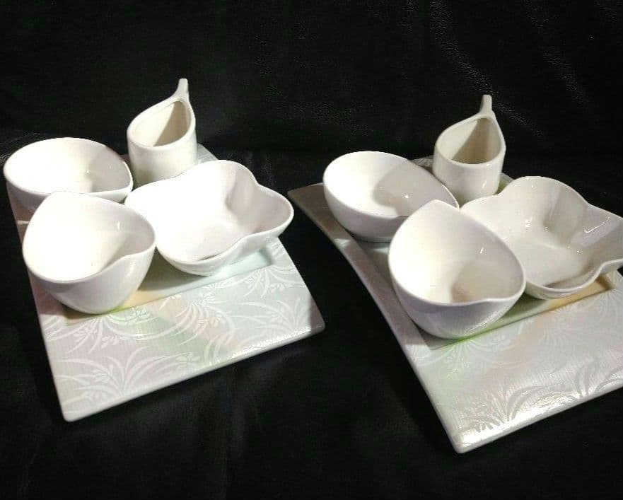 ♥ホームパーティー用♥美濃焼 ・名作良峰作高級浮き上り銀彩皿⬛洋風５種豪華２組