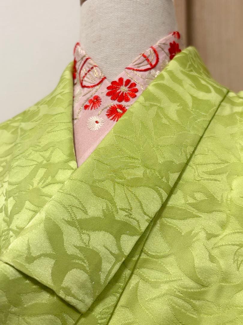 七五三 7歳 祝い着 正絹 黄緑 鶴 M2510282