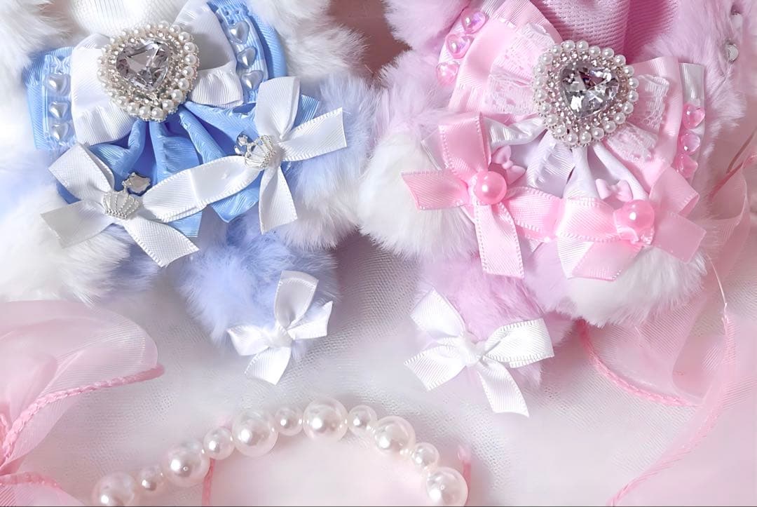 にじぱぺっと おすわり ぬい服 10cm ❤︎ ねこ ピンク 白 リボン