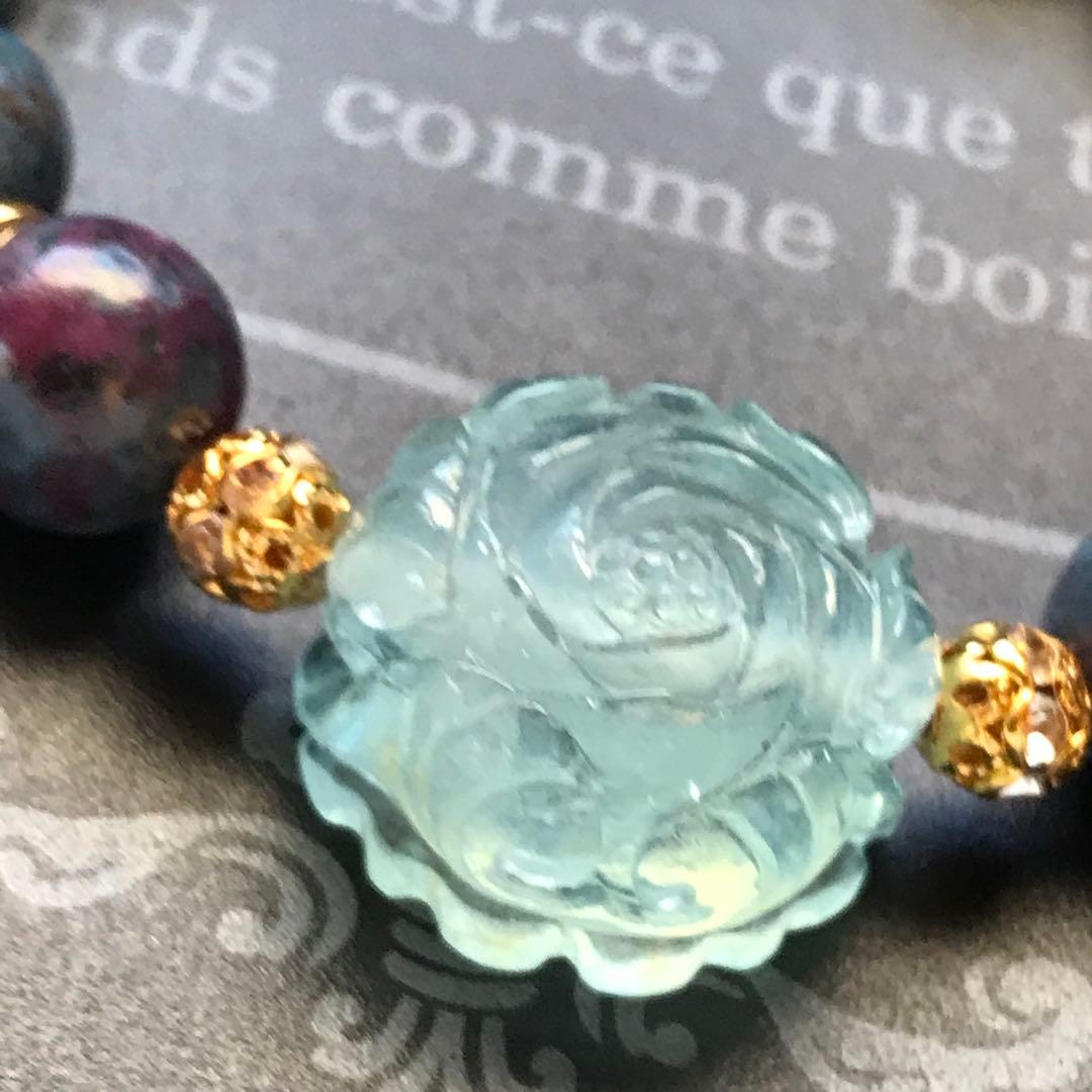 アクアマリン牡丹とルビーインサファイア❣️16cm