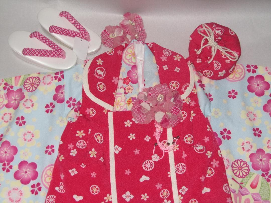 ★ポンポネット 七五三 3歳用.被布女の子セット巾着 髪飾り 長襦袢 草履付きA