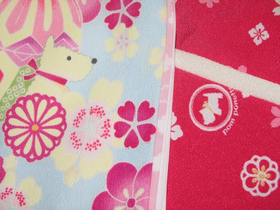 ★ポンポネット 七五三 3歳用.被布女の子セット巾着 髪飾り 長襦袢 草履付きA