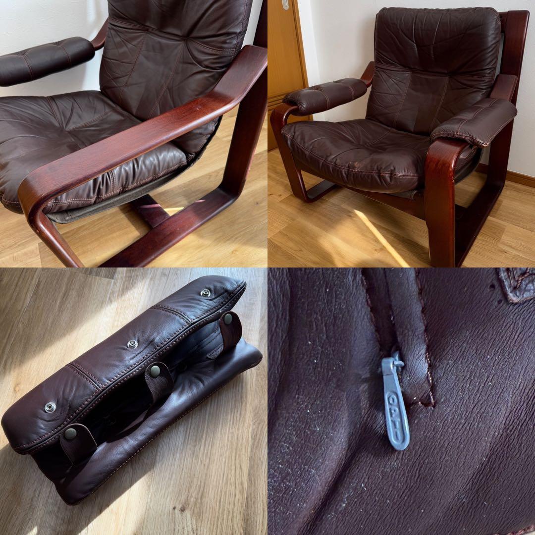 1人掛けソファ 1970s MID CENTURY LEATHER WOOD ARM CHAIR