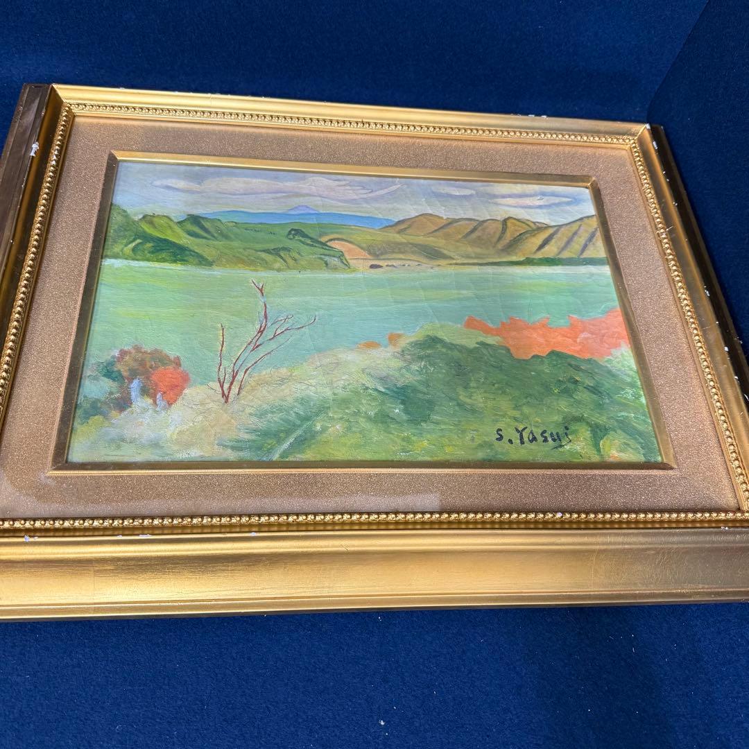 絵画 安井曽太郎 春の湖 油彩 油絵 風景画