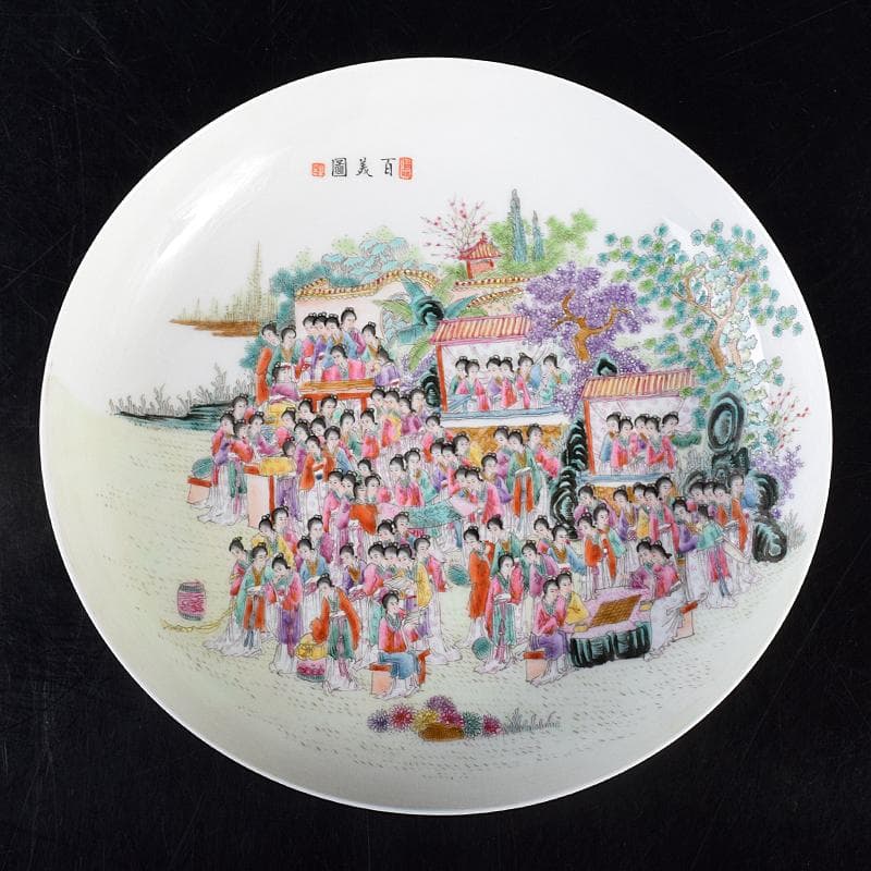 中国 乾隆年製款 粉彩 百美図盤 皿 M R8820 - メルカリ