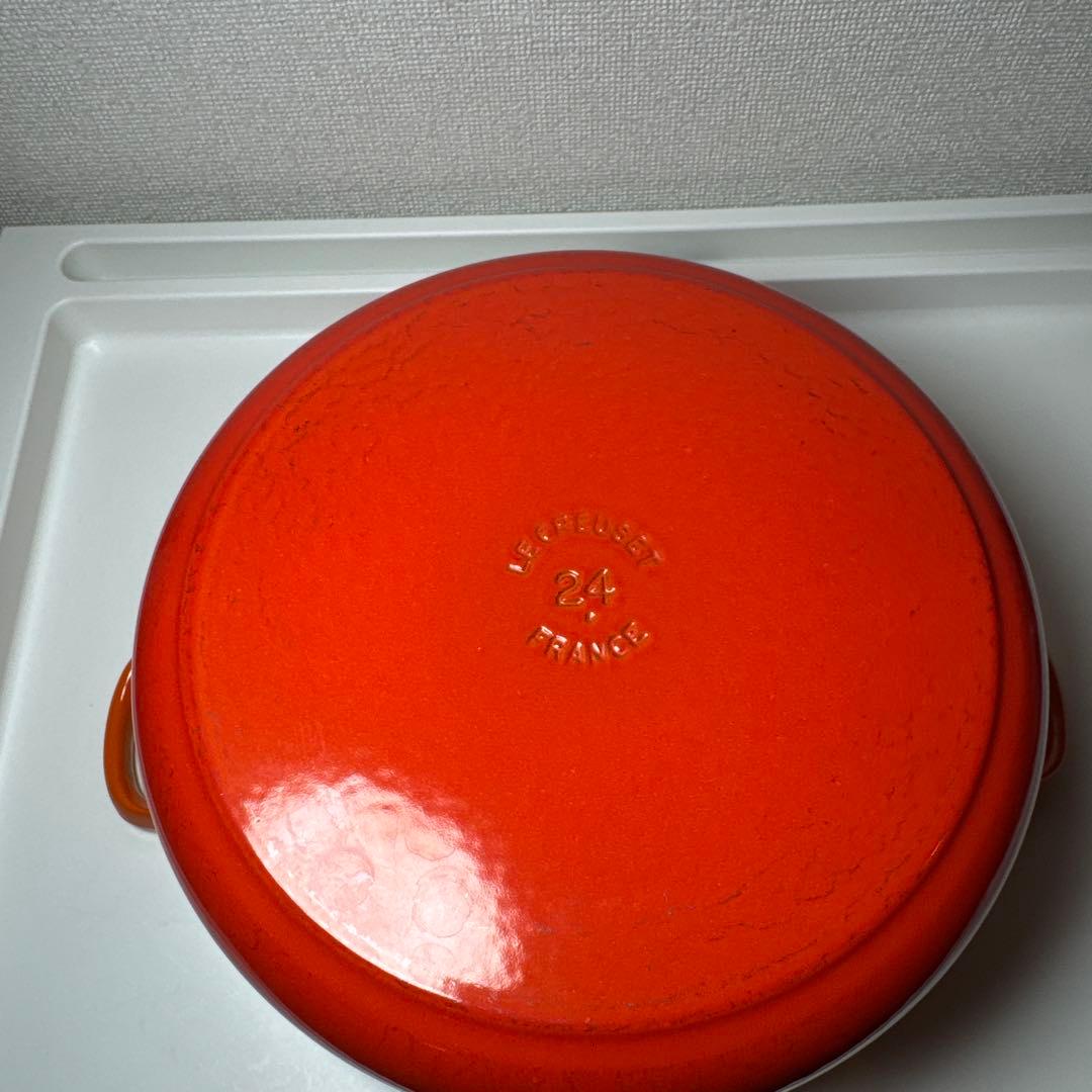 Le Creuset 鋳鉄製 両手鍋 オレンジ✨約24cm範囲内お値引きご相談