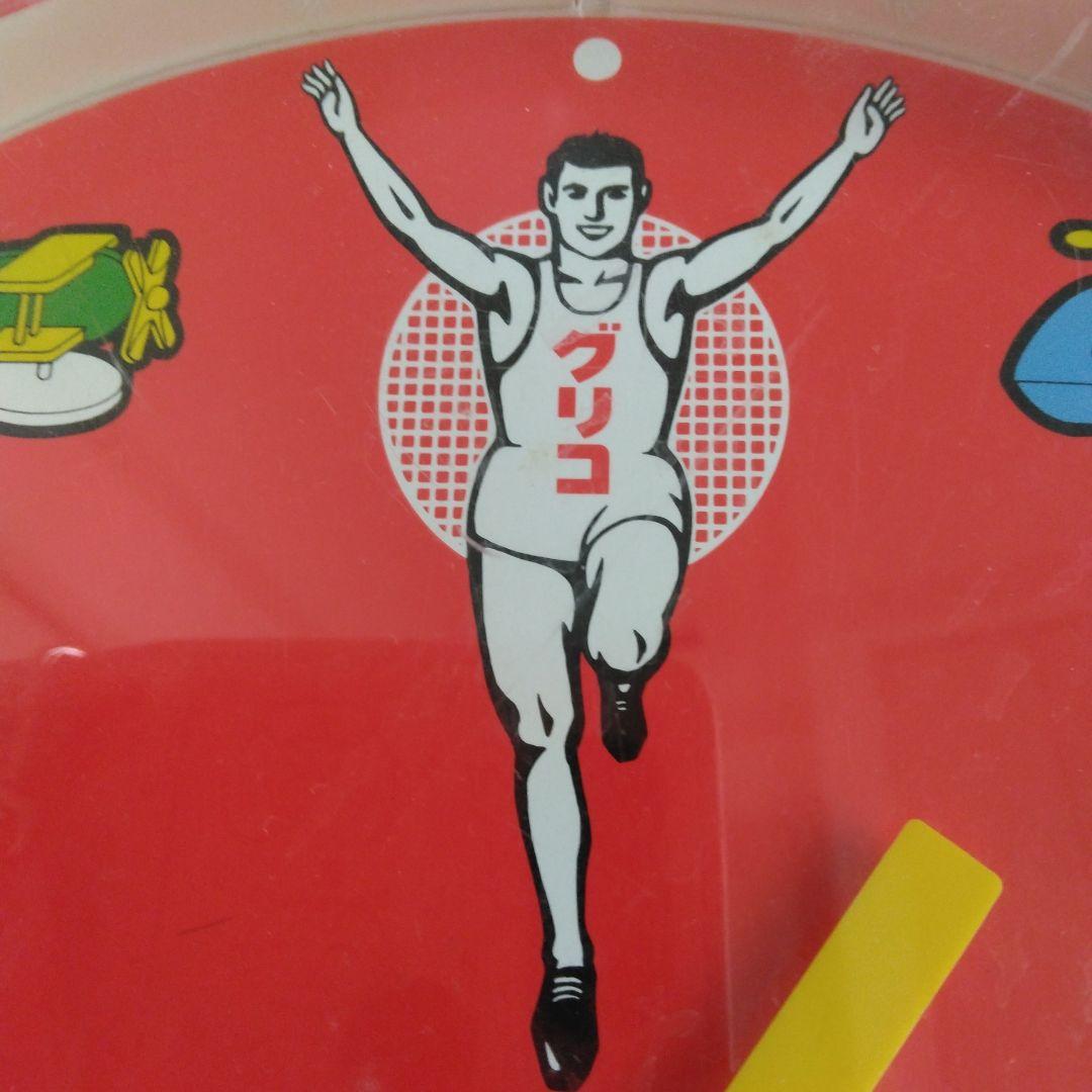 当時品昭和レトログリコ非売品掛け時計秒針のみ起動 短針及び長針は