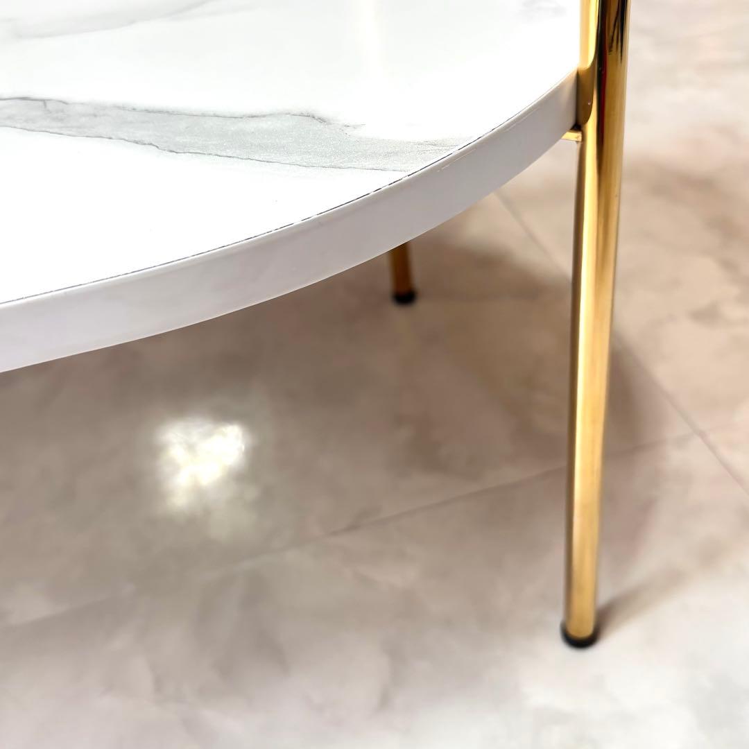 送料込　取説付　素敵　レガートコーヒーテーブルL ゴールド×マーブル