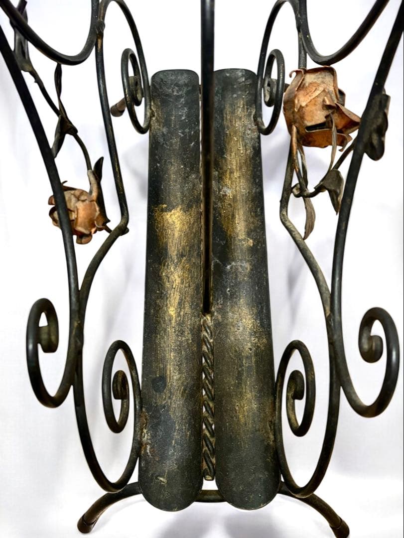アンティーク ビンテージ アイアン製 薔薇 マガジンラック ローズ
