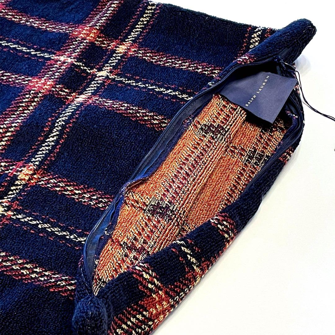 新品未使用⭐️Ralph Lauren ネイビー チェック クッション 45×45