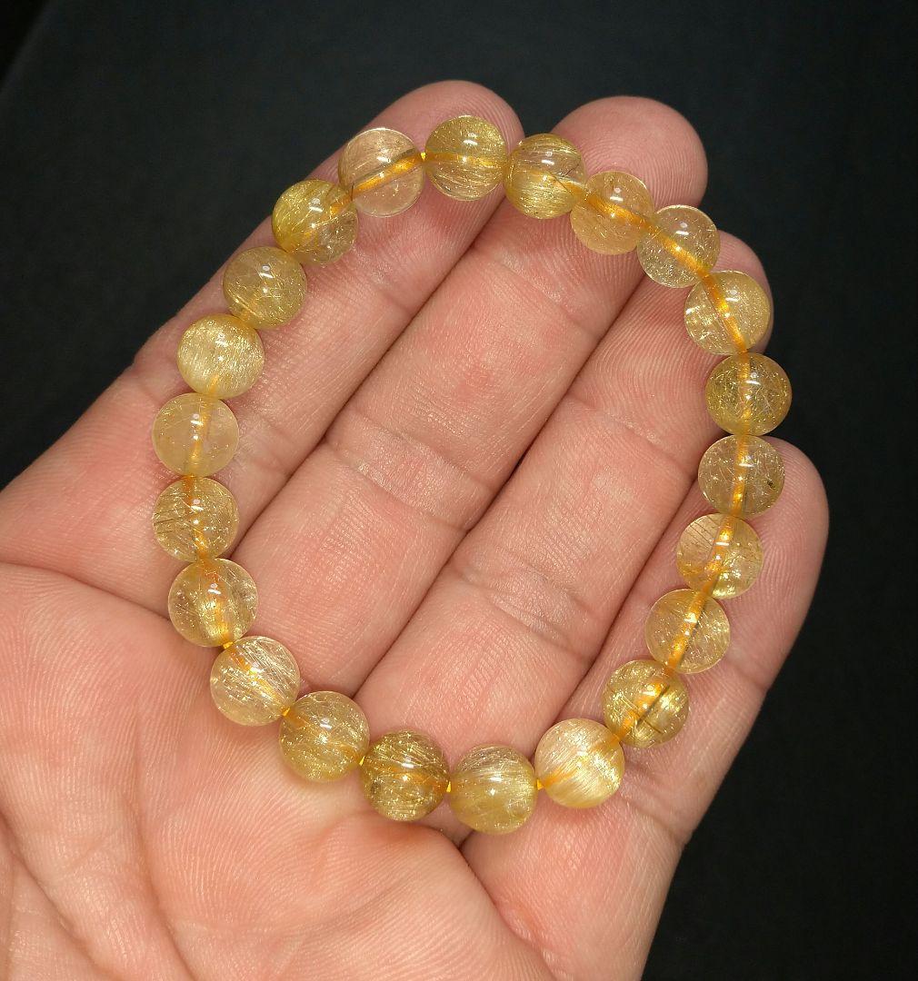 【良質,美品】エンジェルヘアルチルクォーツ　８㎜　ブレスレット　金運　仕事運