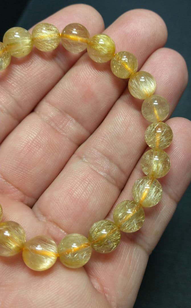 【良質,美品】エンジェルヘアルチルクォーツ　８㎜　ブレスレット　金運　仕事運