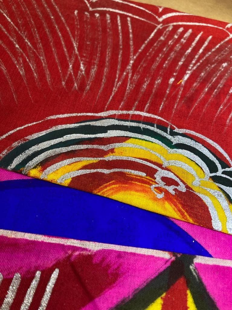 希少 木綿 鯉のぼり 赤×黄 4.5m 金箔 銀箔　新品未使用 昭和レトロ