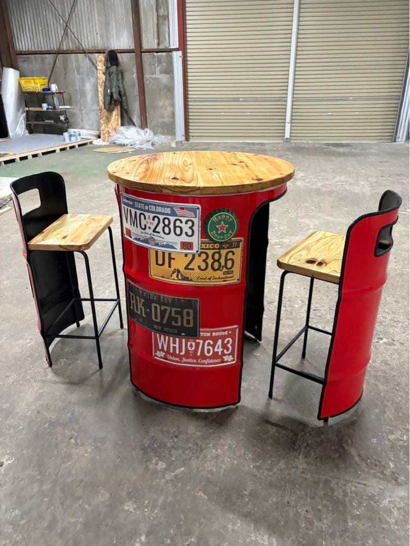 ドラム缶リメイクテーブル　テーブルinチェア