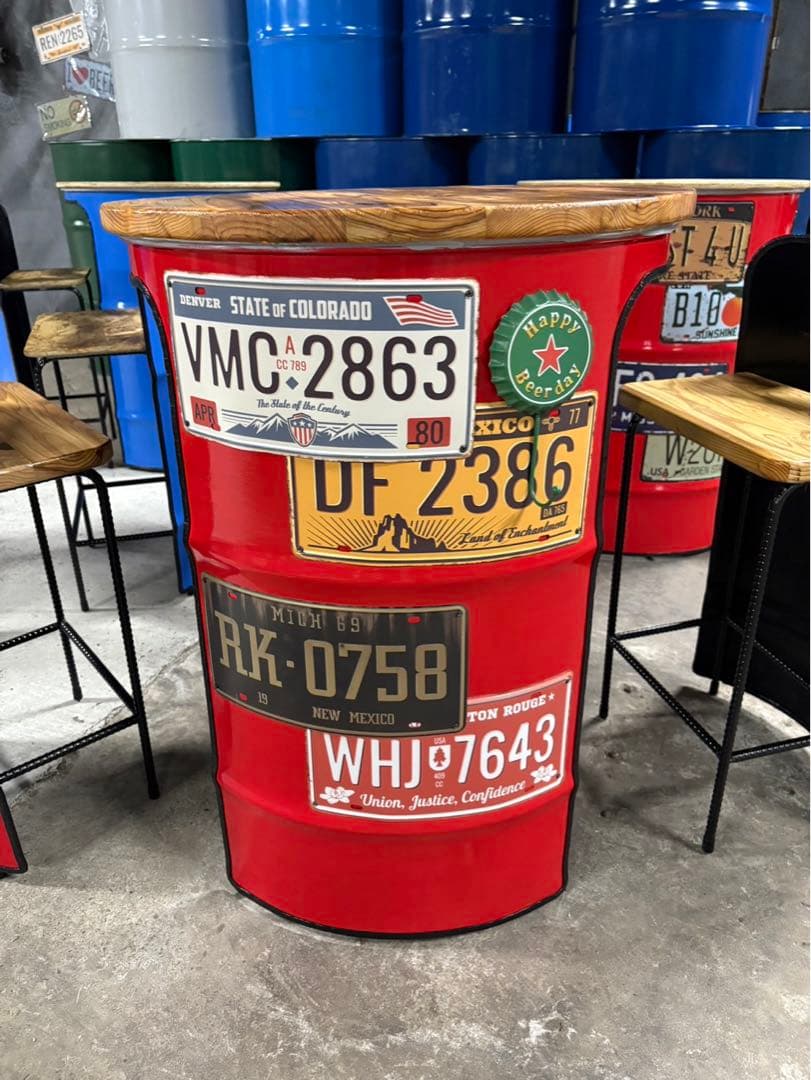 ドラム缶リメイクテーブル　テーブルinチェア