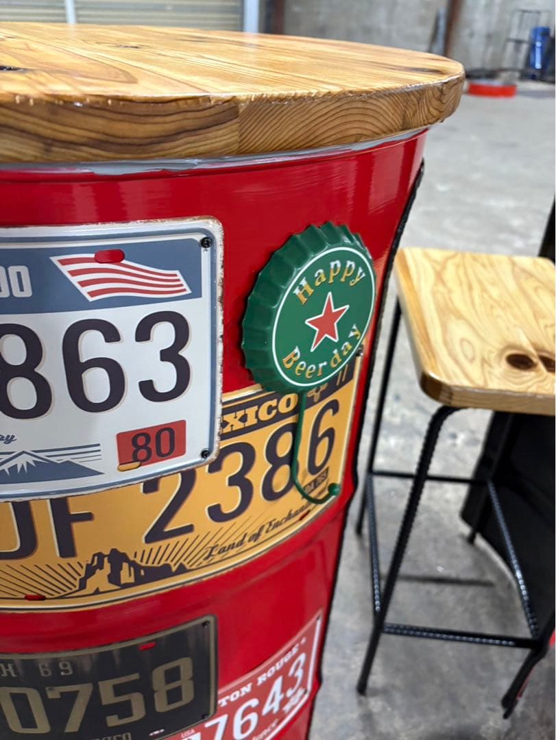 ドラム缶リメイクテーブル　テーブルinチェア