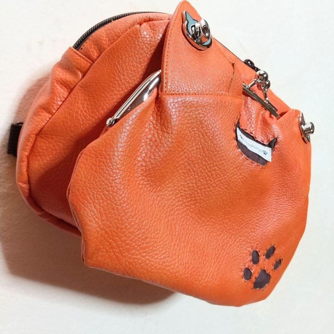 2WAY　がま口バッグ　猫耳　リュック＆ボディバッグ　フェイクレザー　肉球