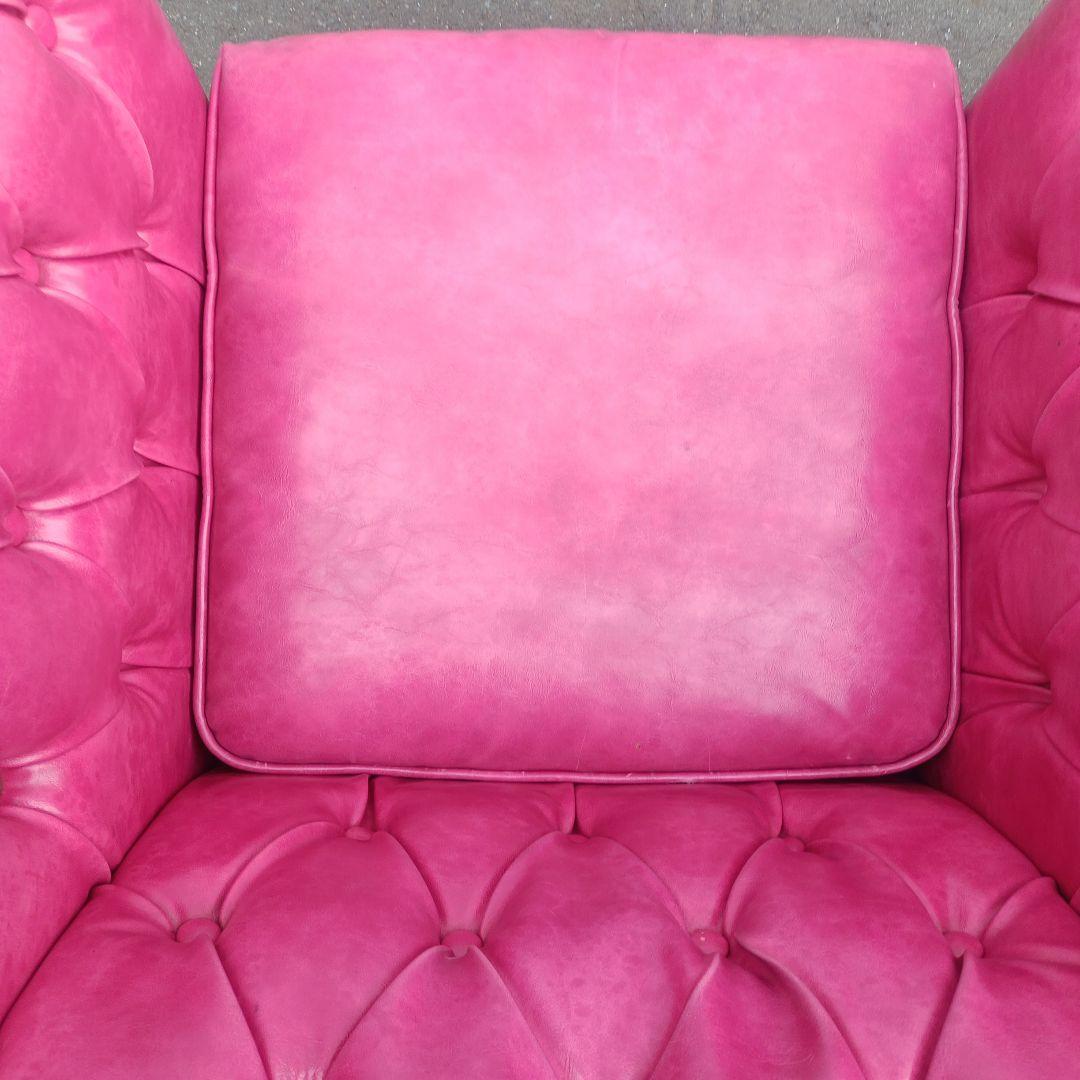 英国ヴィンセントPUレザーコンパクトチェスターフィールドシングルソファ