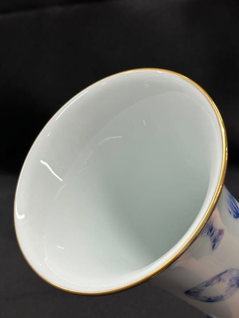 USED】深川製磁 深川 ブルーチャイナ 花瓶 金彩 青 白 - メルカリ