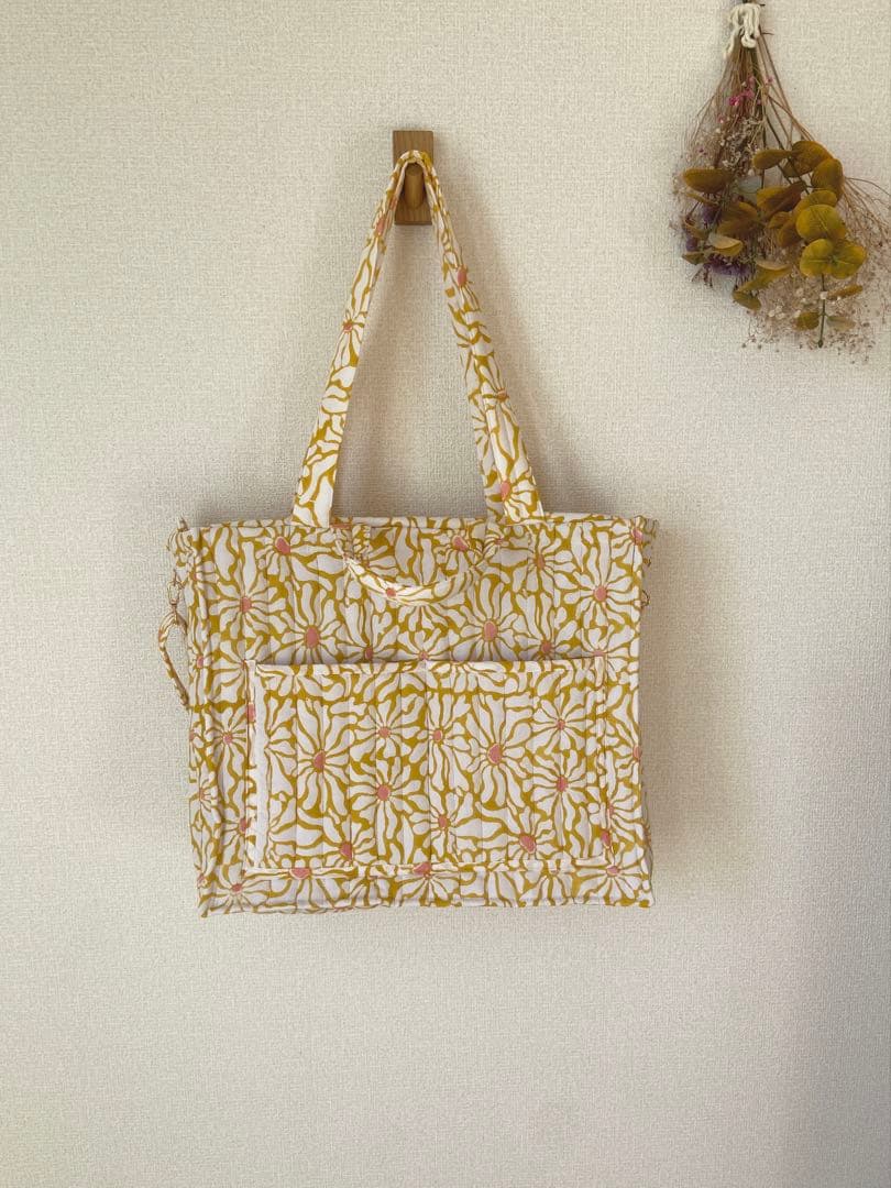 【ERINApage】インド綿2wayトートバッグ　大容量バッグ