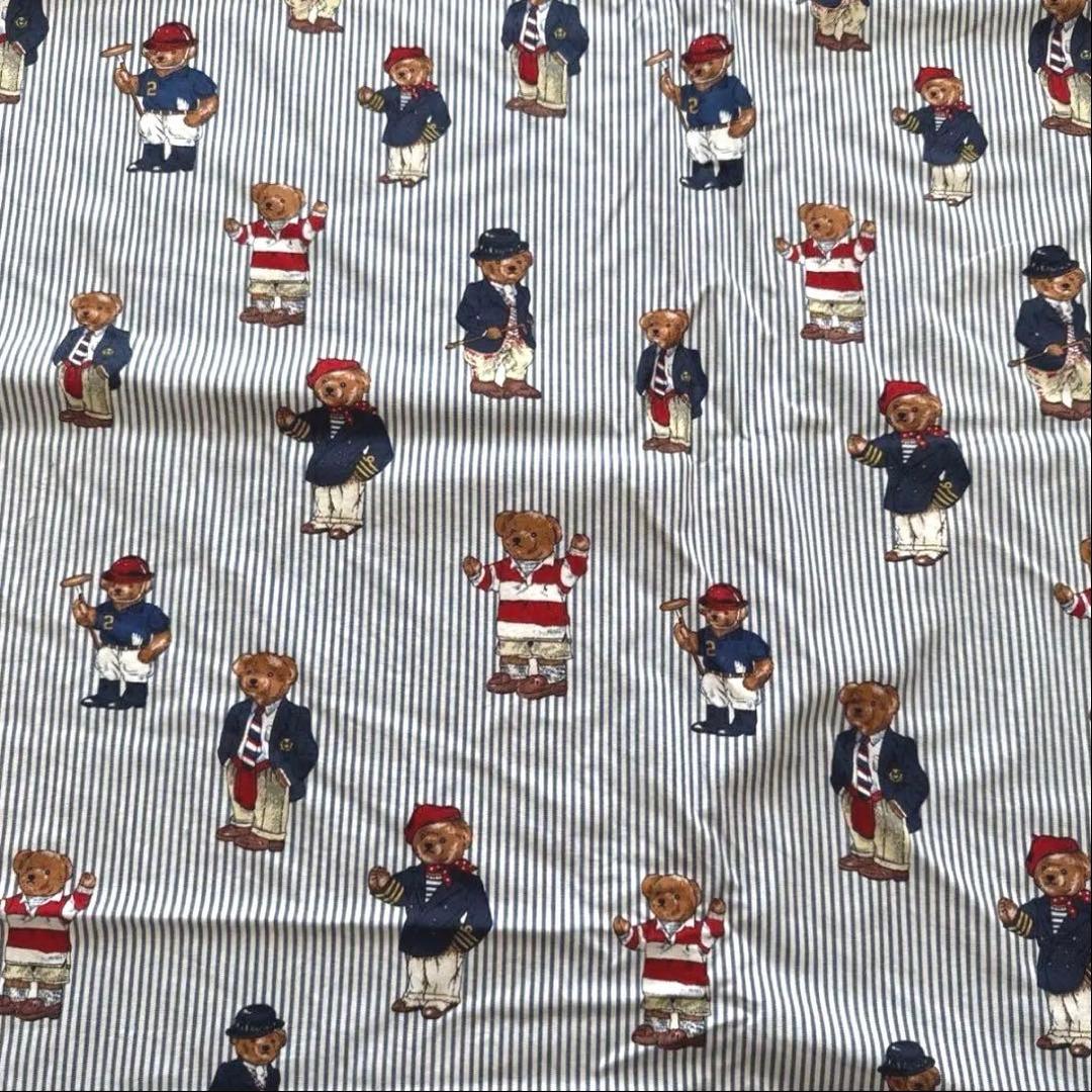 【廃盤】ラルフローレン　ポロベア　ブルーストライプ　ダブル布団カバー