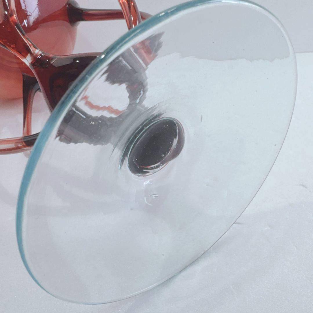 ヴィンテージ 手吹きガラス タコ型花瓶 クラゲ型彫刻 赤い触手型花瓶