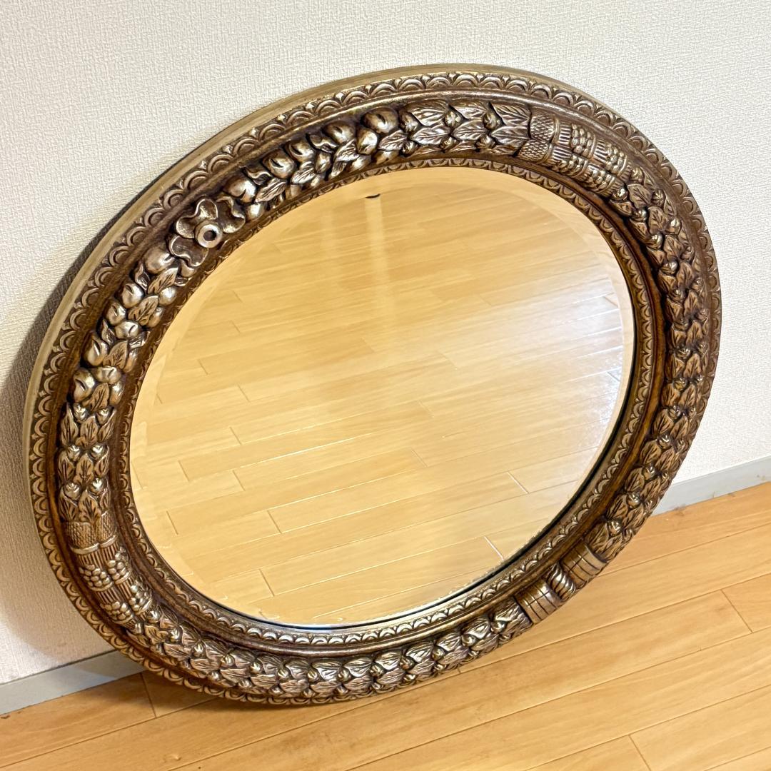 【イタリア製】アンティーク調ラウンドミラー 鏡